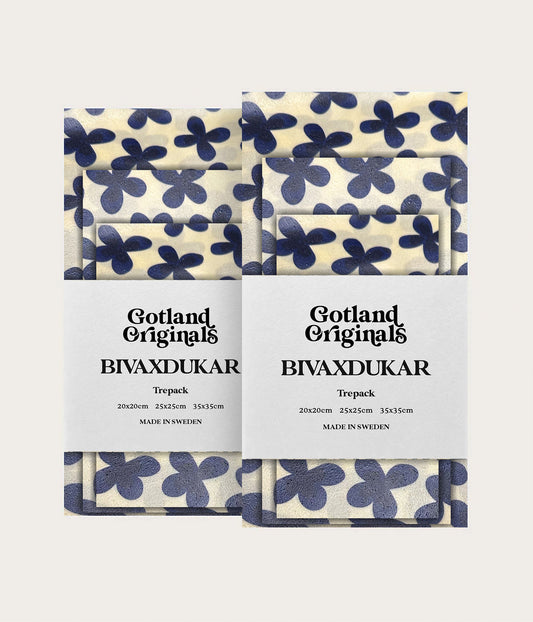 Bivaxduk Alva 6-pack med blå blommor