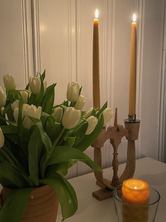 Taper candles beeswax - 32 cm