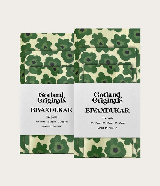 Bivaxduk Ekeby 6-pack med gröna blommor