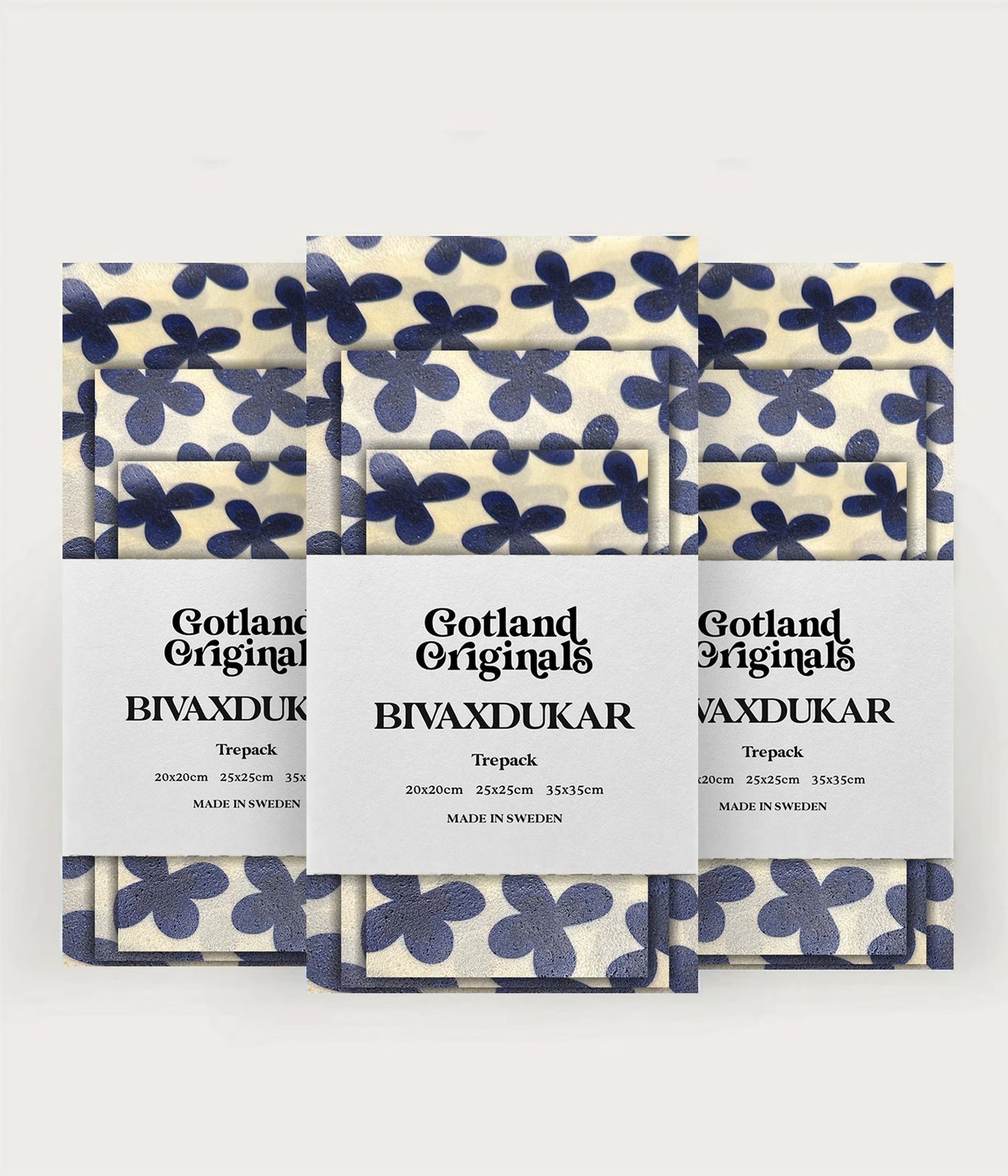 Bivaxduk Alva 9-pack med blå blommor