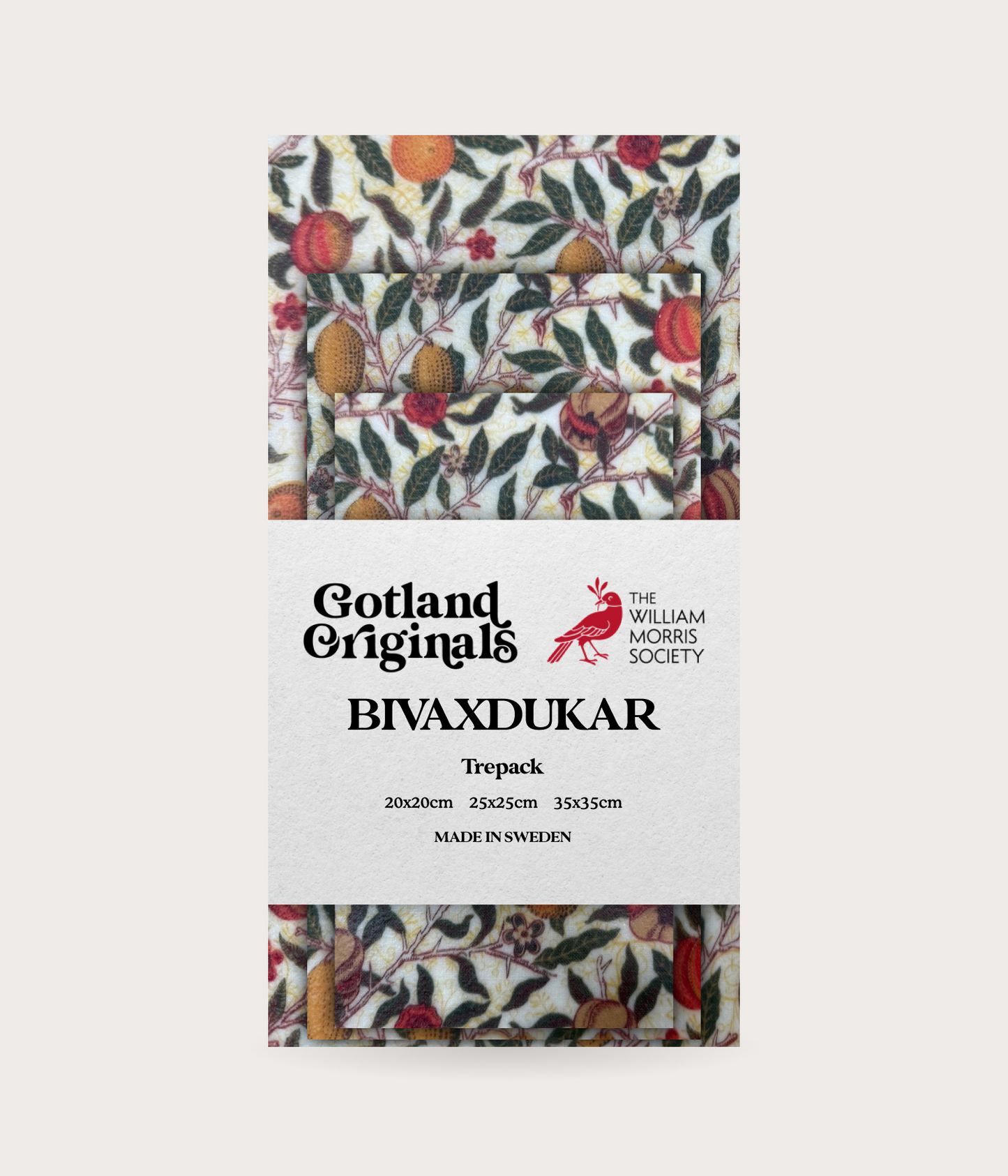 William Morris Bivaxduk med Frukt, blad och citroner