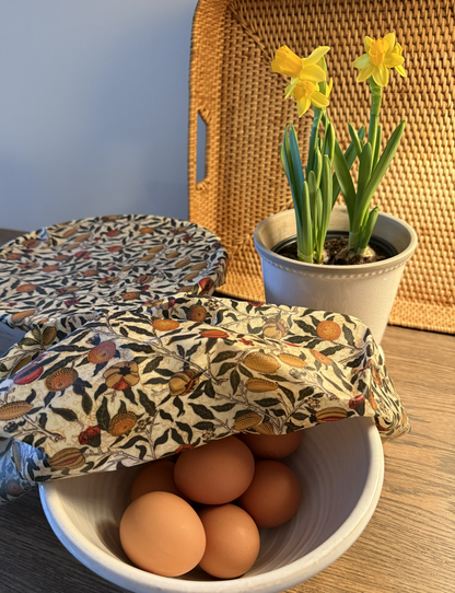 Beeswax cloth William Morris Fruit White 3-pack