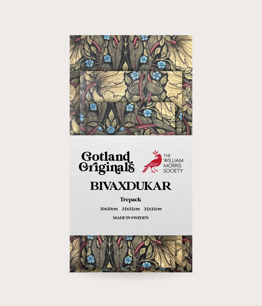 William Morris Bivaxduk med olika blommor