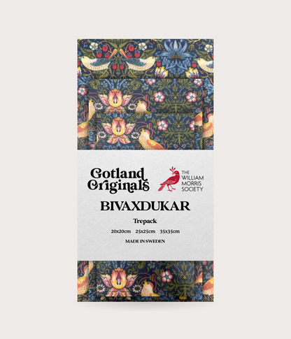 William Morris Bivaxduk med blommor och fåglar 