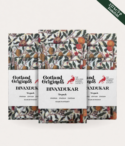 Beeswax cloth William Morris Fruit White 3-pack