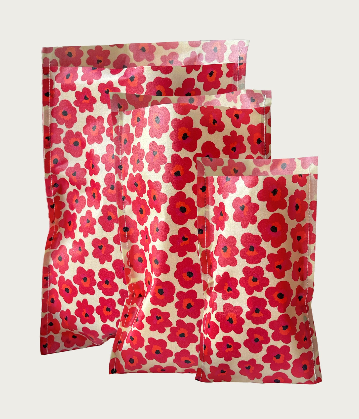 Bivaxpåse Martebo 3-pack med röda blommor