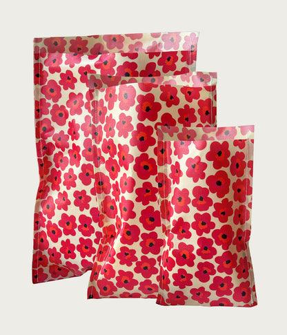 Bivaxpåse Martebo 3-pack med röda blommor