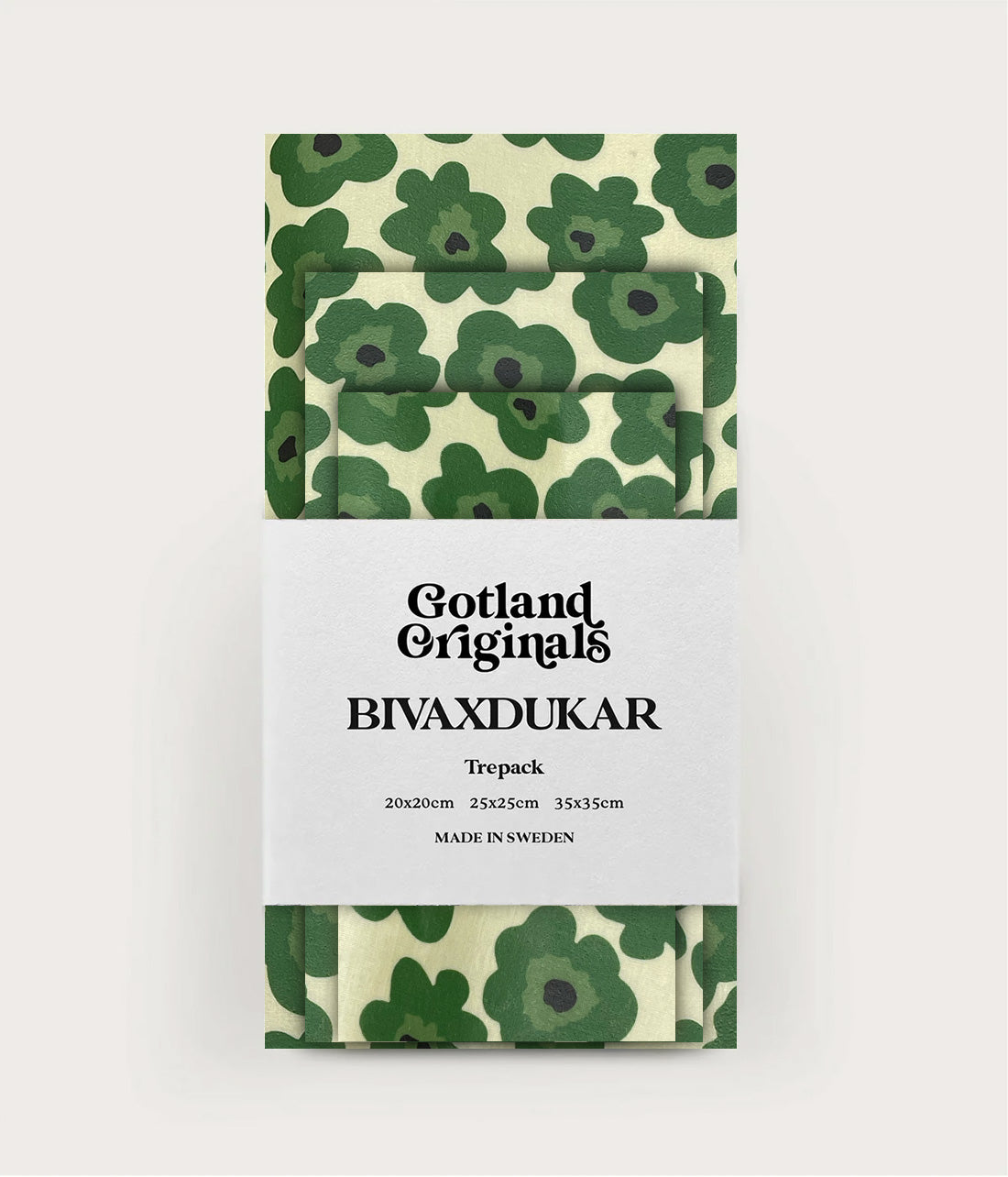 Bivaxduk Ekeby 3-pack med gröna blommor