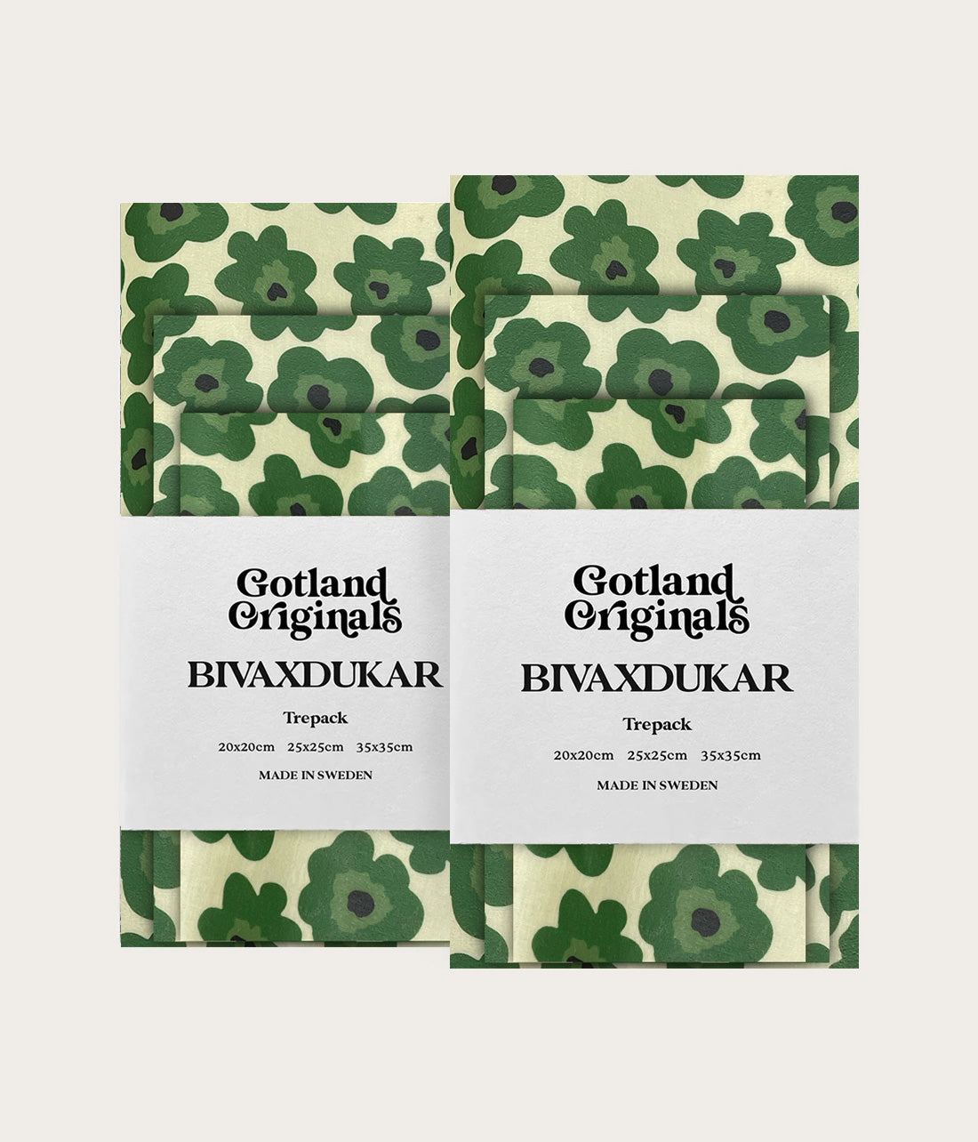 Bivaxduk Ekeby 6-pack med gröna blommor