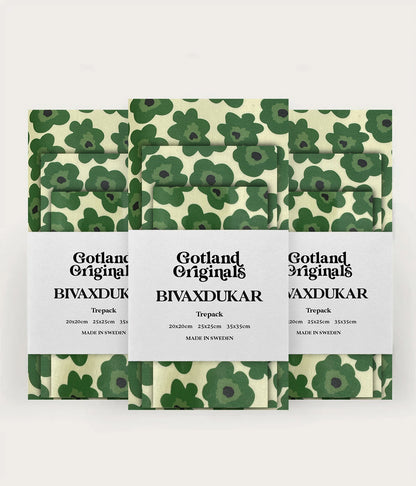 Bivaxduk Ekeby 9-pack med gröna blommor