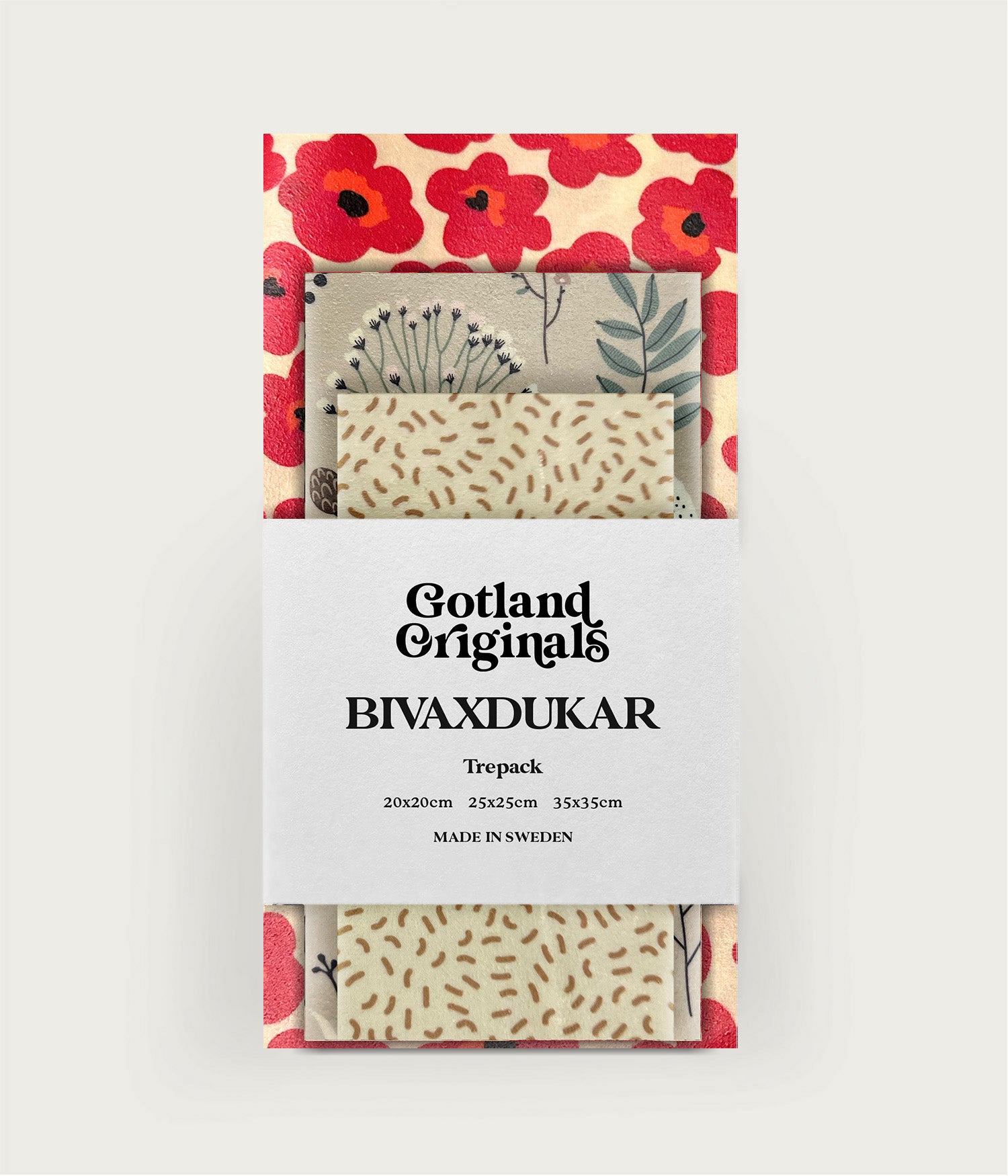 Bivaxduk 3-pack i slumpvisa färger